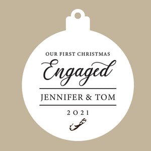 1st Engaged Christmas Cedar Ornament