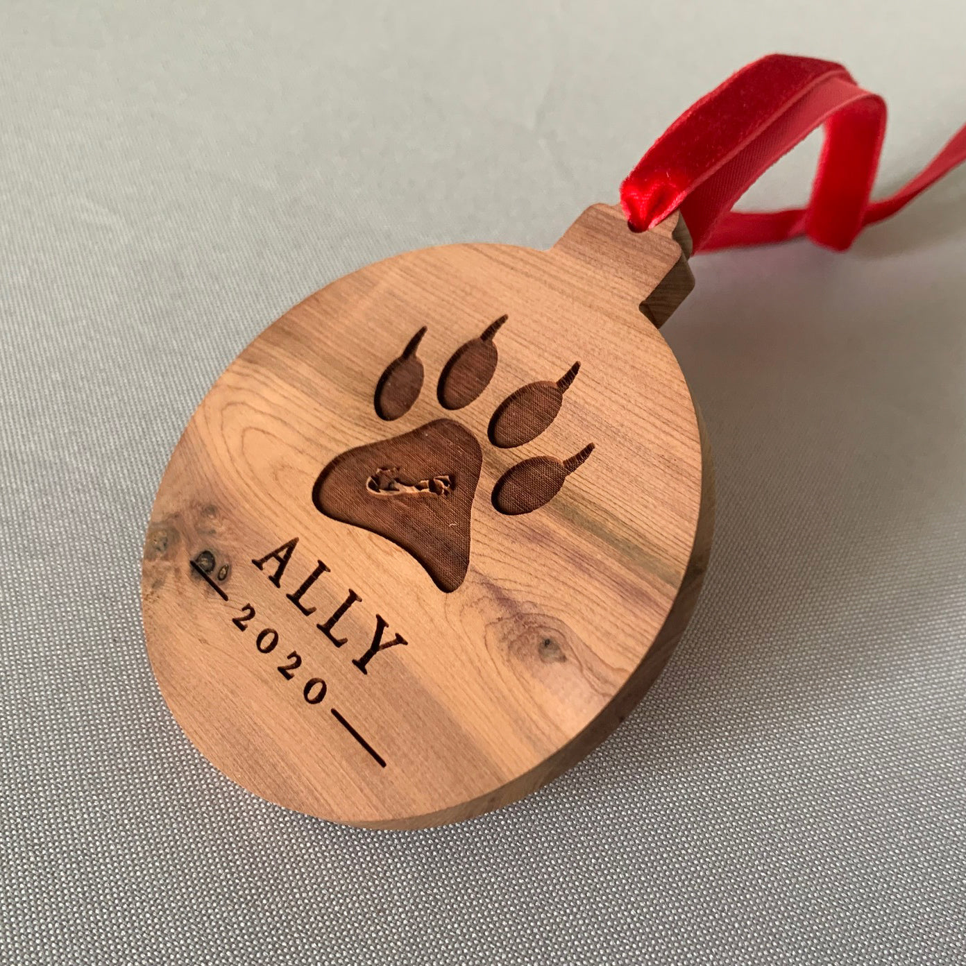 Cat Custom Cedar Ornament