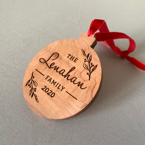 Family Custom Cedar Ornament